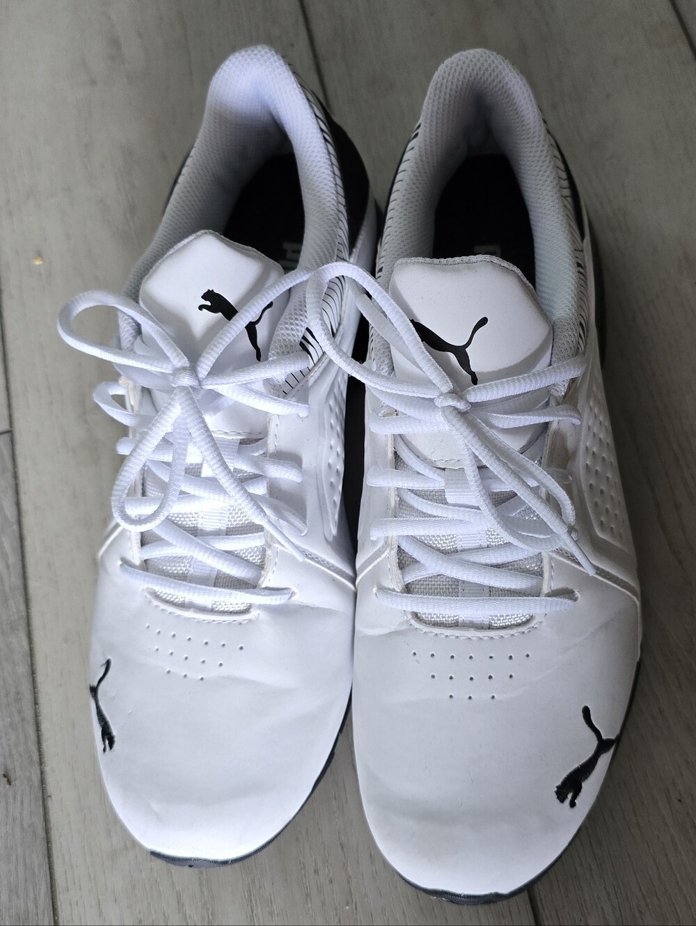 Puma Men’s White Athletic Sneakers with Black Logos 10.5